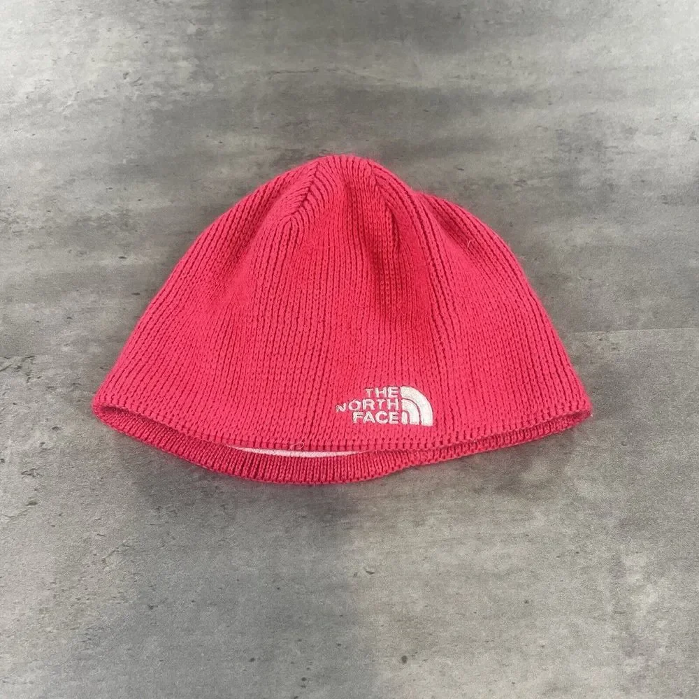 Vintage The North Face Beanie Hat Snow Ski Cap‎ Adult Fleece Pink Gorpcore